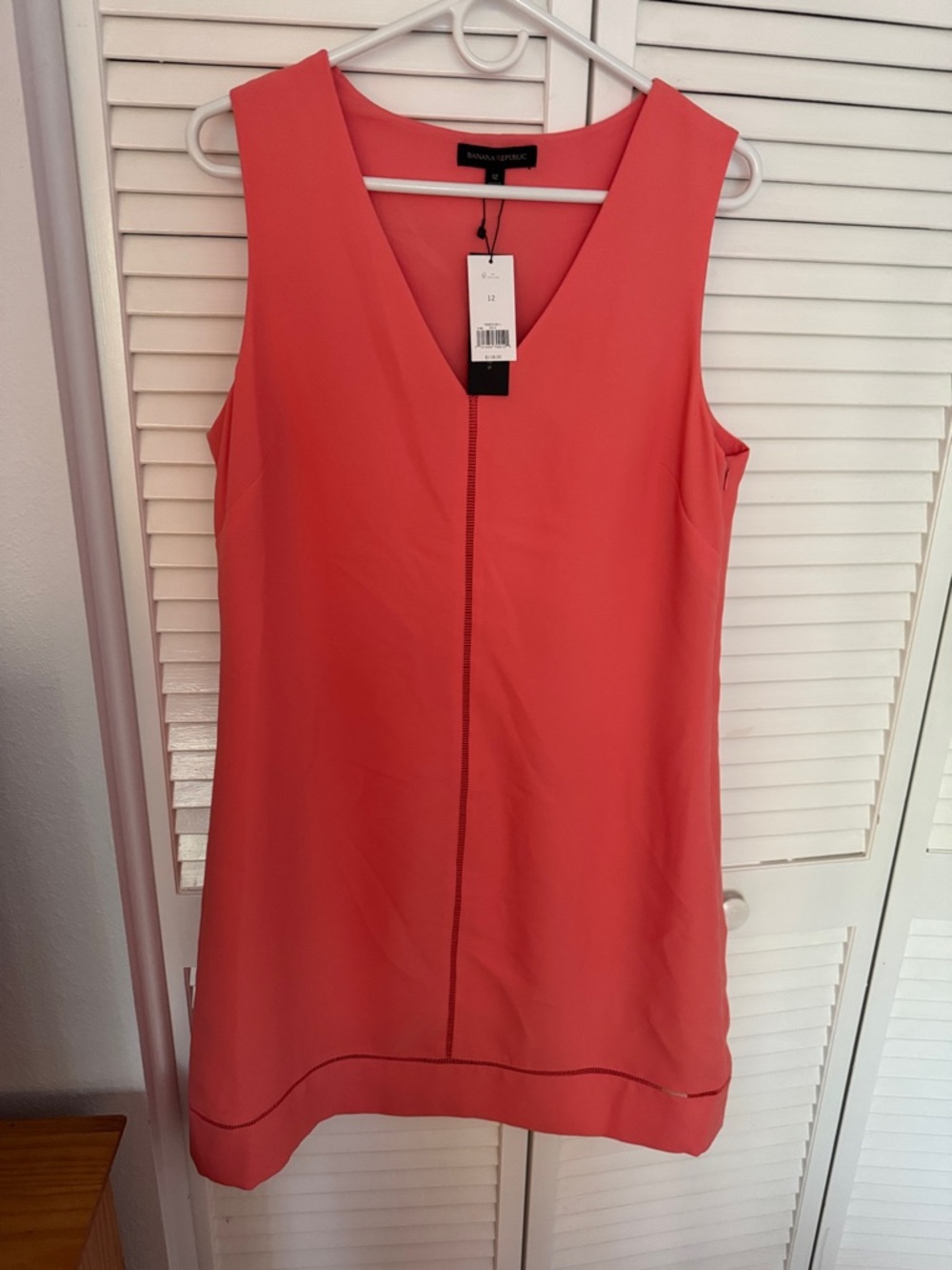 NWT Banana Republic Coral Sleeveless V-Neck Shift Dress, 12